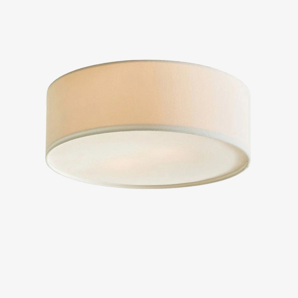 Dumora Linen Drum Ceiling Light - Flush Mount Iron Fixture with Fabric Shade