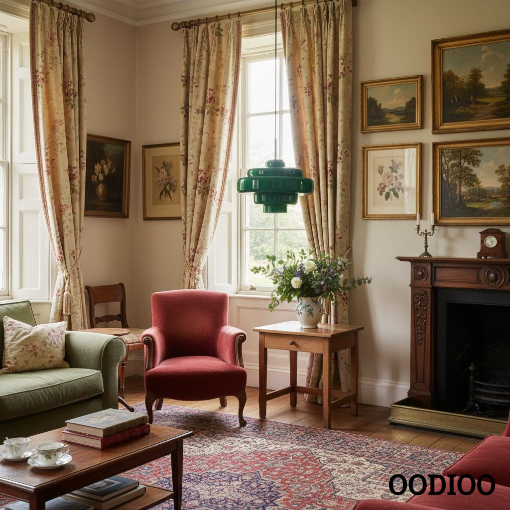 Koloro Elegant Retro Glass Pendant Light – Adjustable Length for Living Room & Hallway