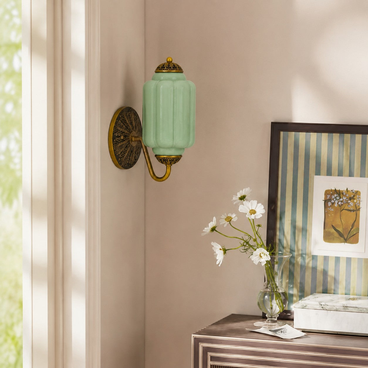 Vintage Milk Glass Sconce - Bedside Cream Eloise Wall Sconce