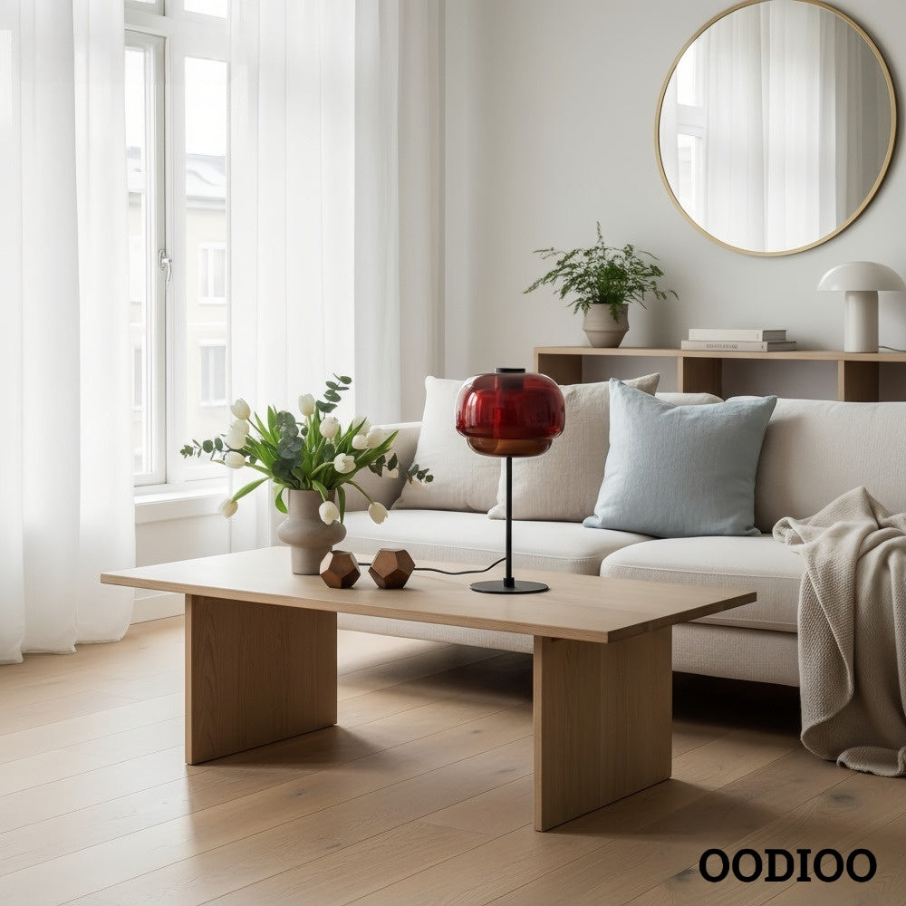 Nordic Mushroom Glass Table Lamp – Stained Glass Bedside Light