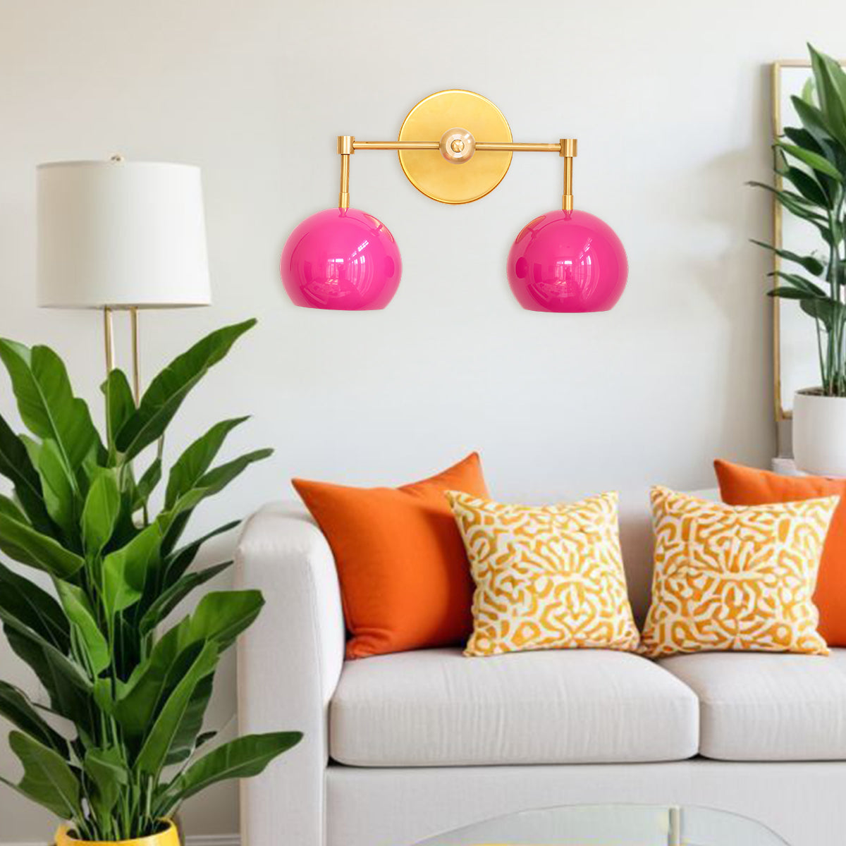 Doll Pink Wall Sconce - Double Head Globe-shaped Bath Wall Light