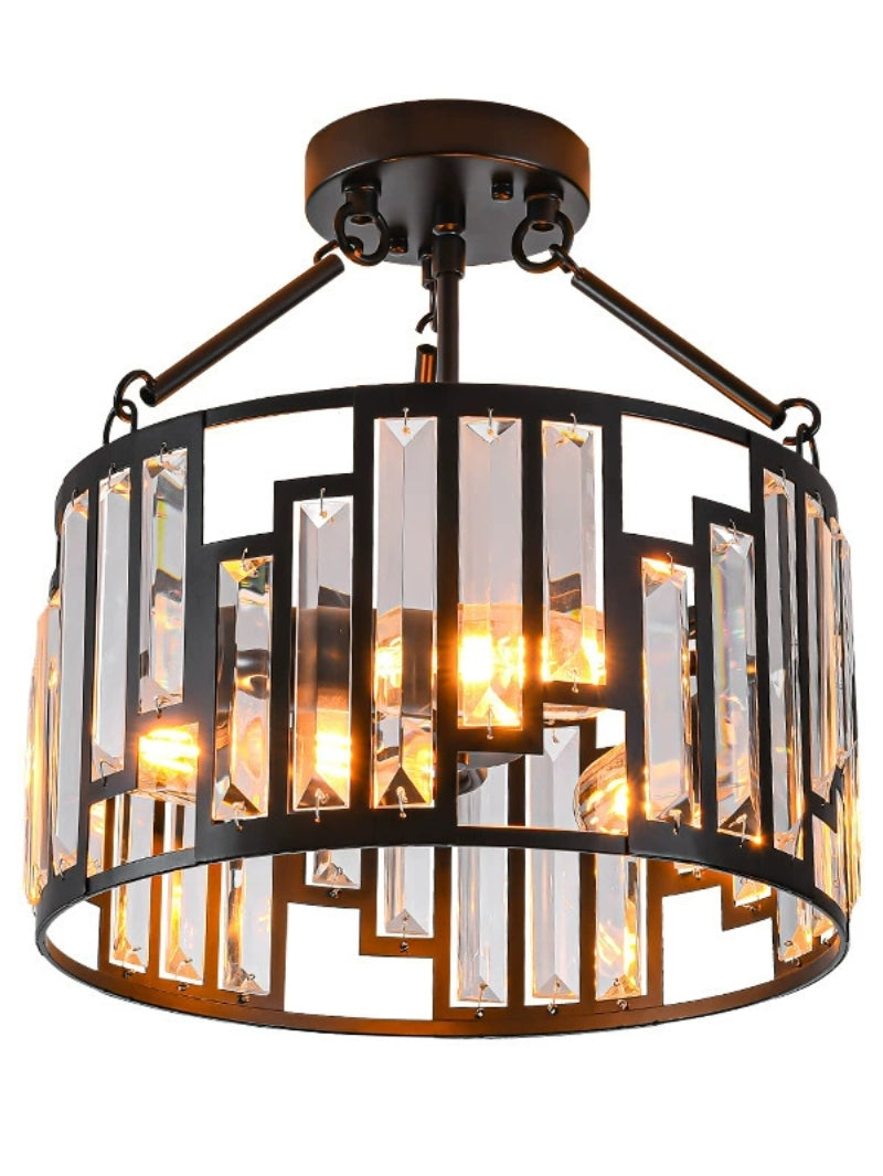 Retro Industrial Style 3-Light Pendant Lamp - Iron Birdcage Drum Light