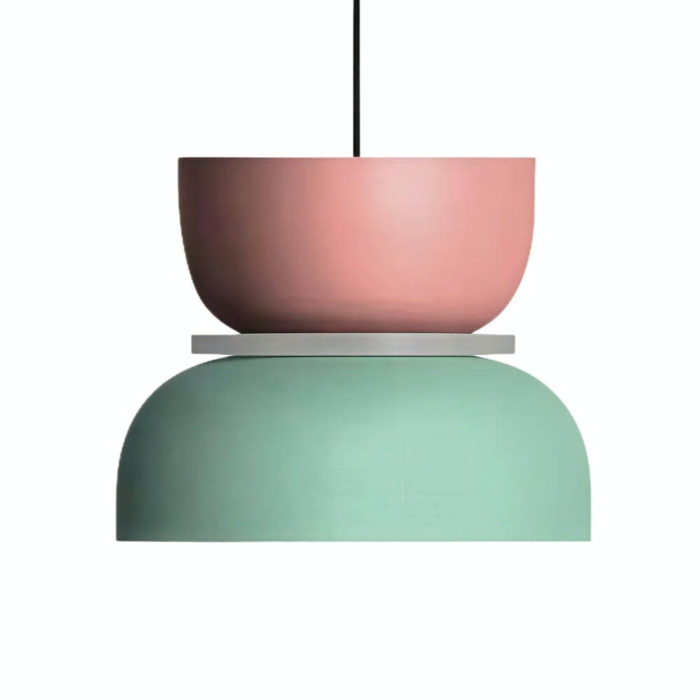 Nordic Style Macaron Pendant Light - Modern Color Block Bowl Shade Lamp