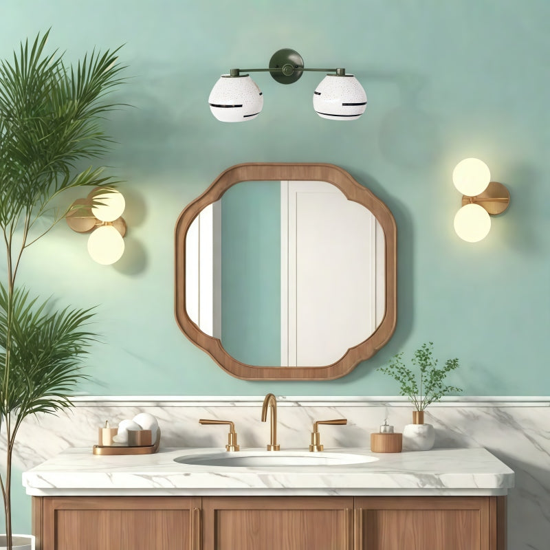 Two Light Delta Wall Sconce - Double Head Vanity Ceramic Wall Lamp