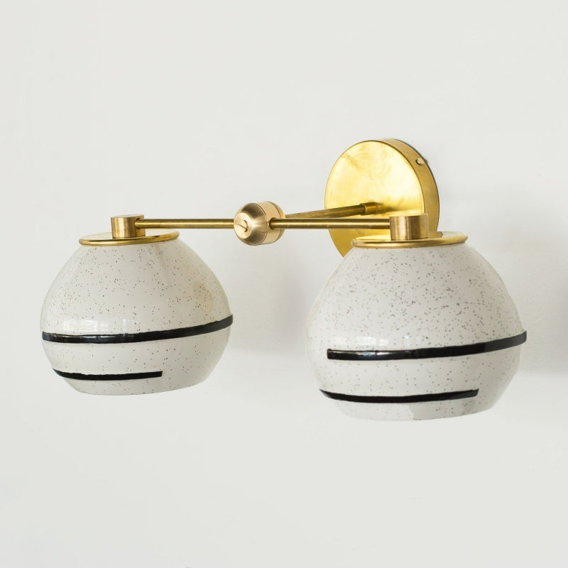 Two Light Delta Wall Sconce - Double Head Vanity Ceramic Wall Lamp