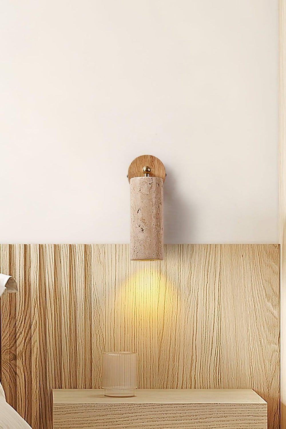 Mireille Modern Cylindrical Travertine Pivot Wall Light