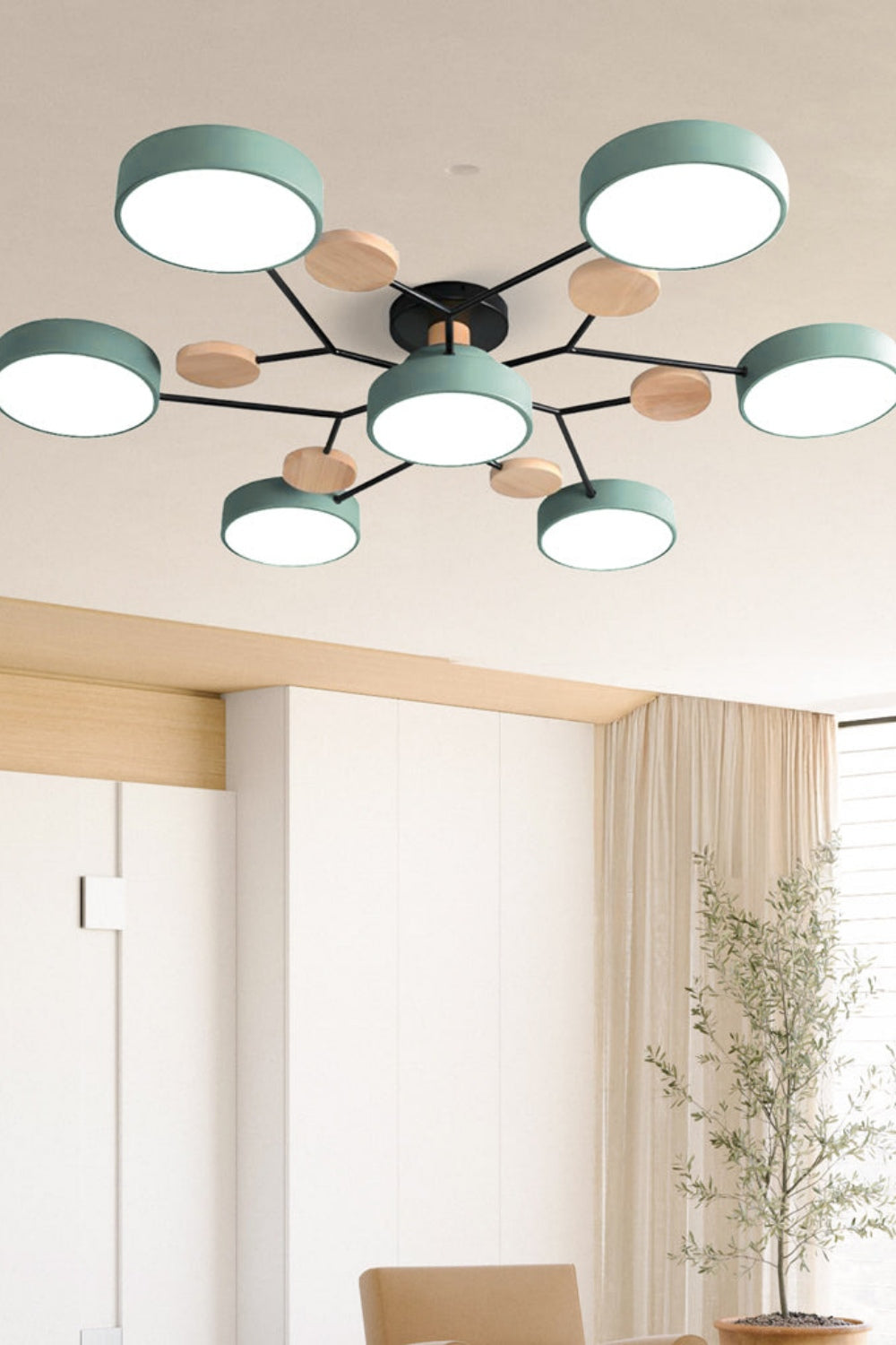 Multihead Disc Morandi Color Branch Ceiling Light