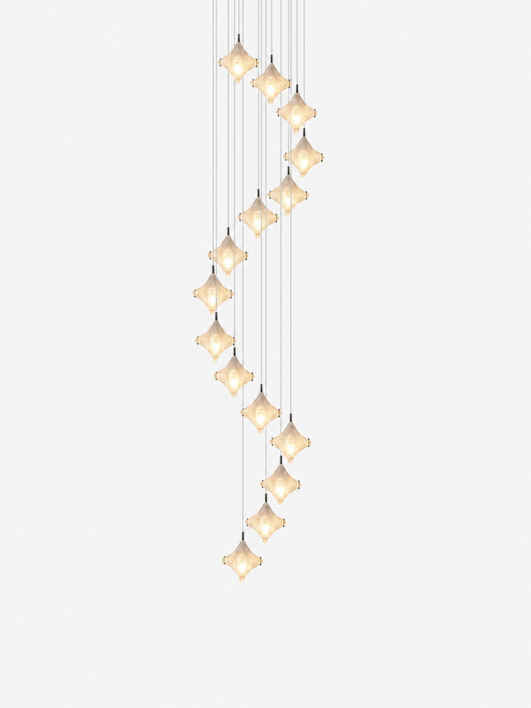 Art Deco Star Staircase Pendant Light – Frosted Glass Hanging Fixture –  Astris Altair