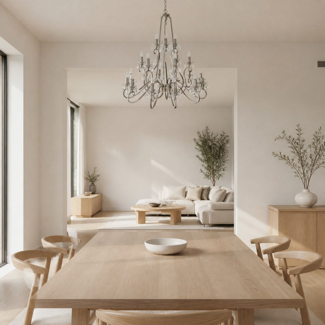 Talonis Crystal Chandelier - Traditional Candle-Style Brass and Nickel for Living Room and Dining Room