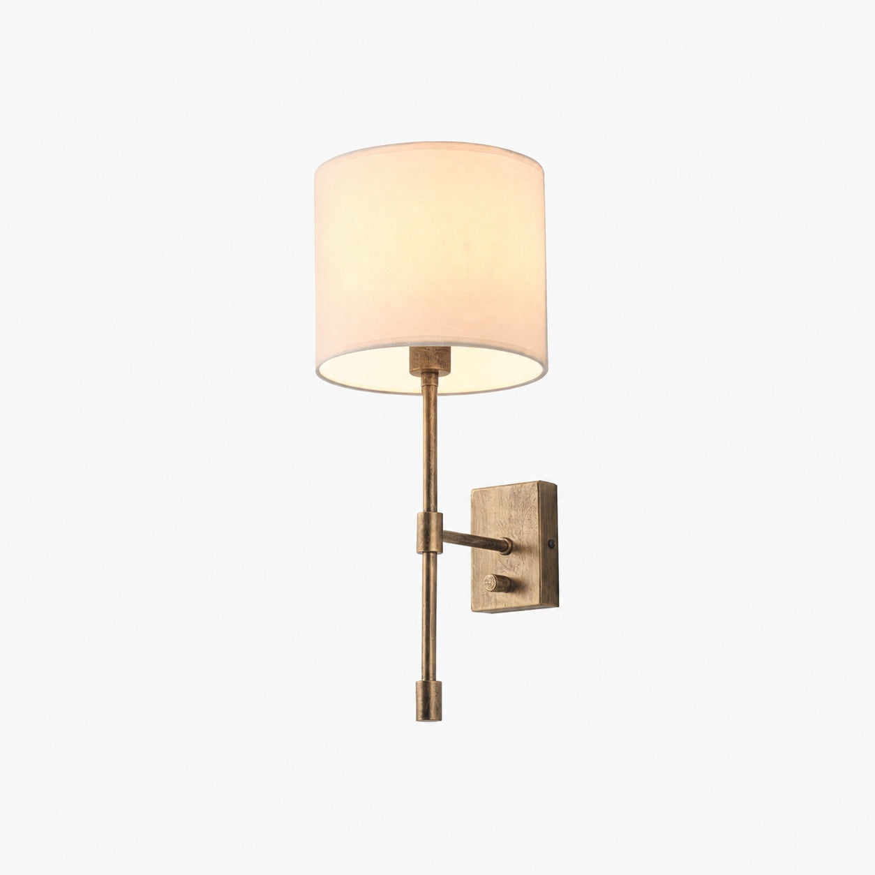 Atticus Fabric Shade Wall Sconce - Modern Brass Wall Light for Bedroom and Hallway