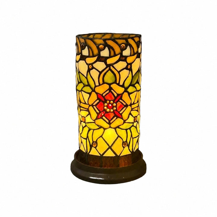 TF Angelique Art Nouveau Stained Glass Table Lamp - Handcrafted Floral Design for Living Room