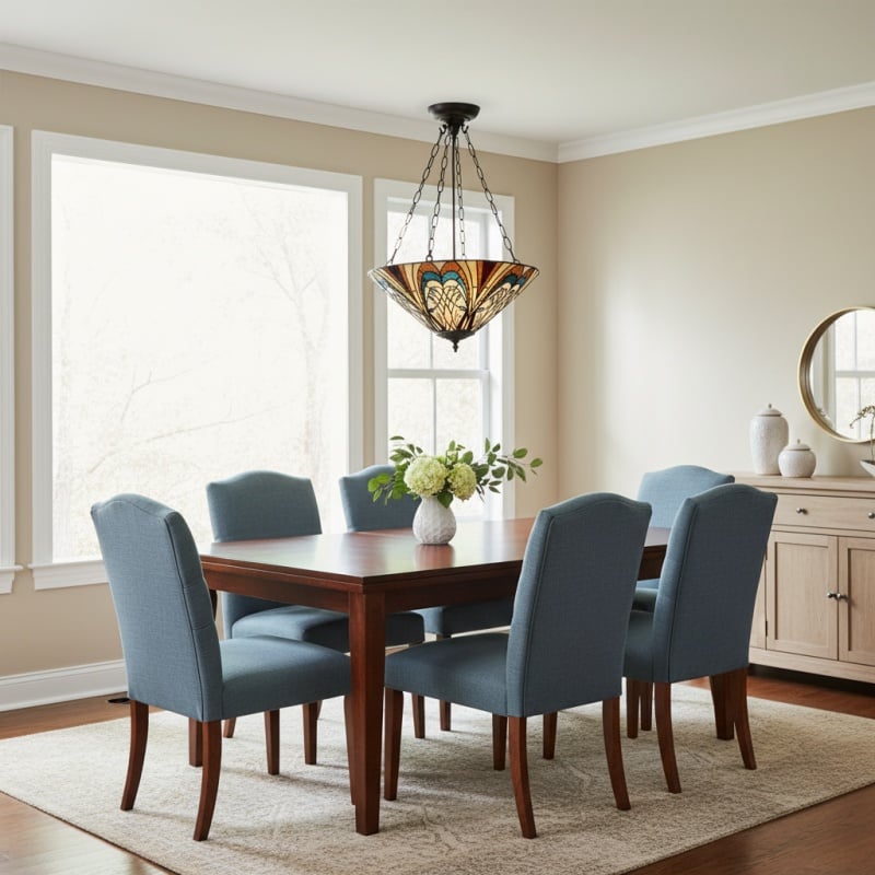 TF Hector Ceiling Light – Handcrafted Stained Glass Design Semi‑Flush or Pendant Fixture for Home