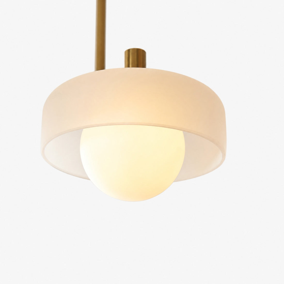 Zirvos Pendant with Frosted Opal Globes and Brushed Brass Frame for Living and Dining