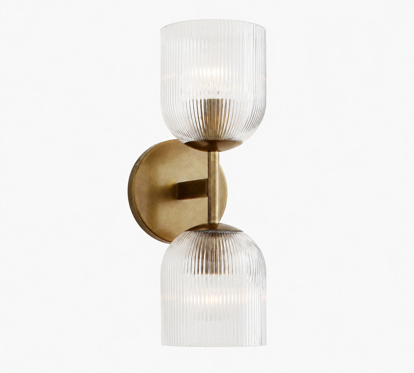 Bravira Ribbed Glass Sconce - Metal Wall Light with Clear Glass Shade
