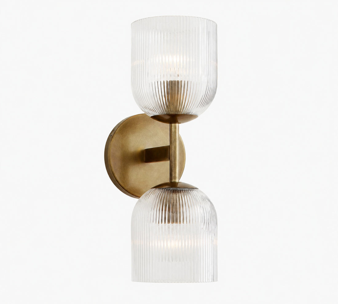 Bravira Ribbed Glass Sconce - Metal Wall Light with Clear Glass Shade