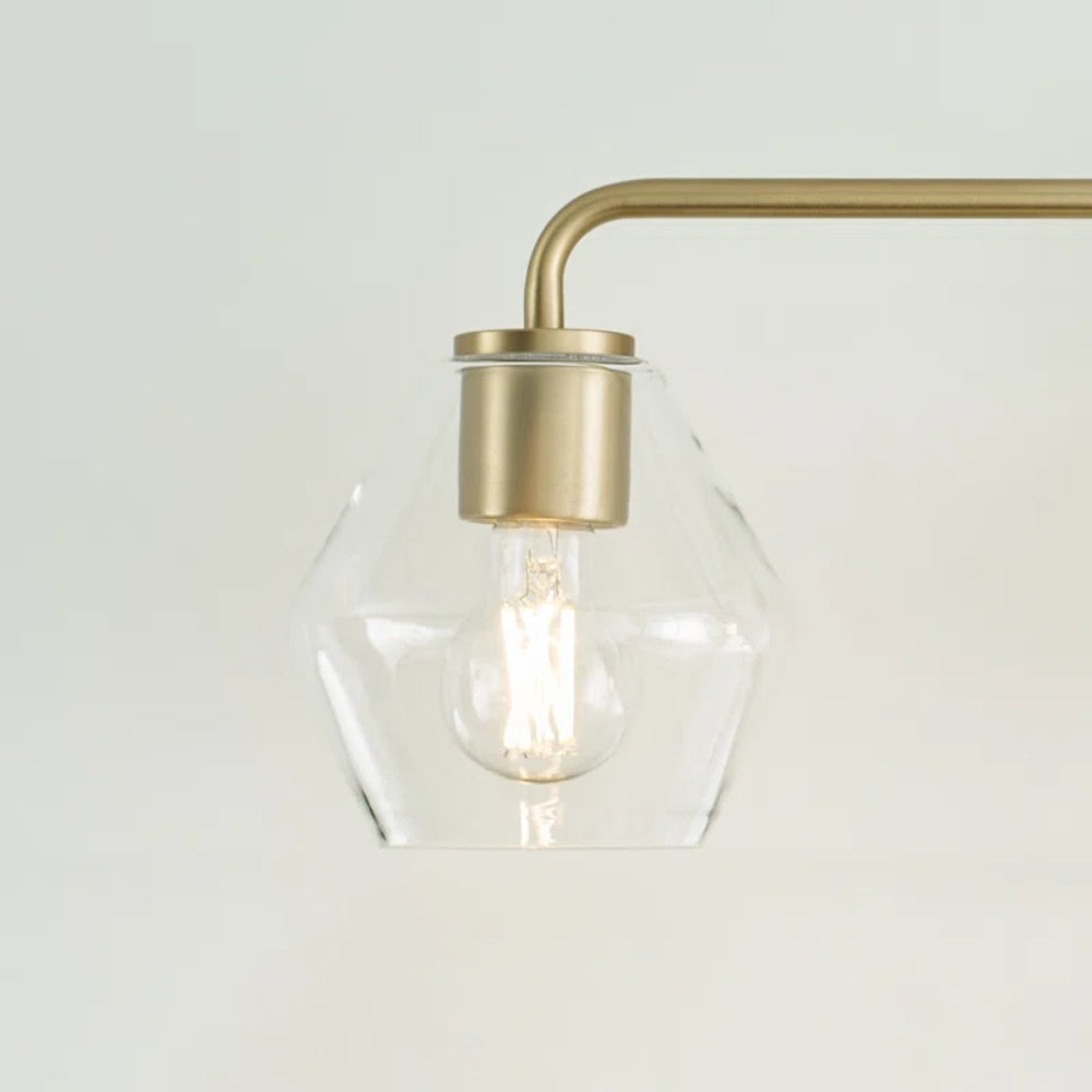 Vintage 3 Light Vanity Wall Light - Metal Glass Shades Bath Wall Sconce