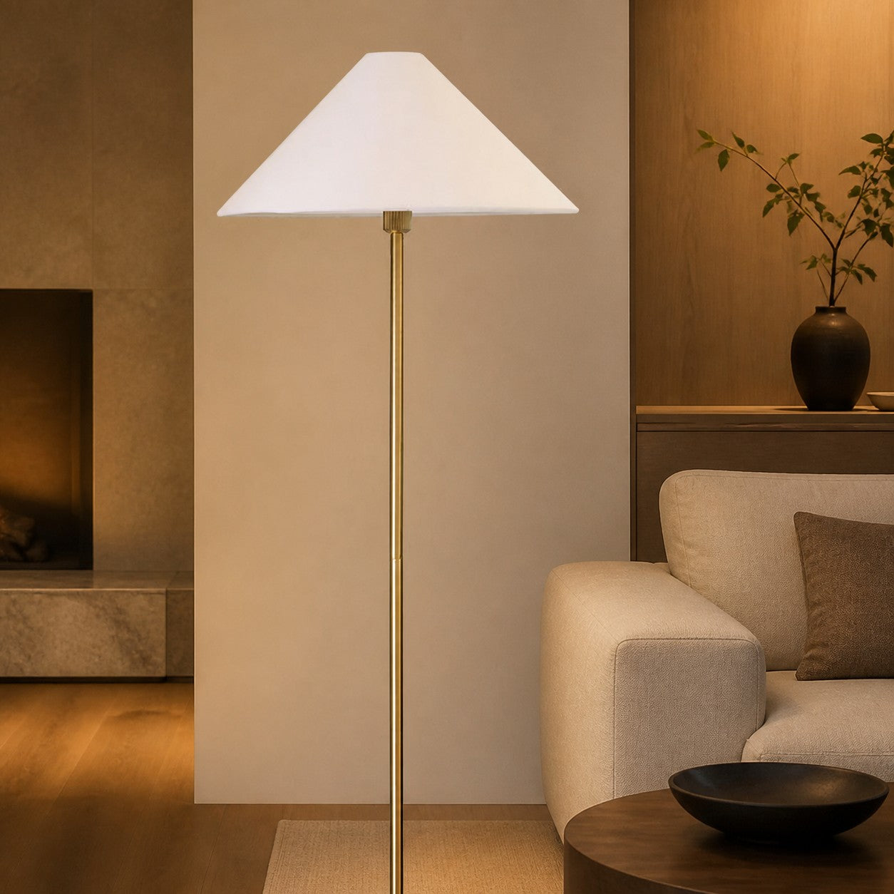 Diora Table & Floor Lamps - Linen Shade Modern Linear Style Sophisticated Accent