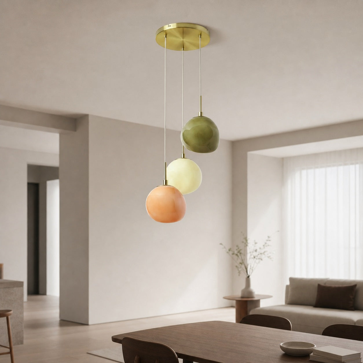 Multi-Shade Opal Glass Pendant - Cluster Hanging Lamp