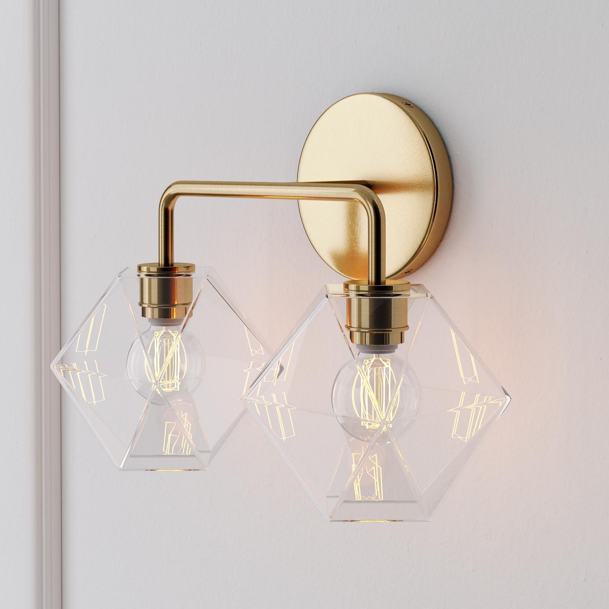 Talvior Geometric Modern Bathroom Sconce - Faceted Shade Light in Luxe Finishes