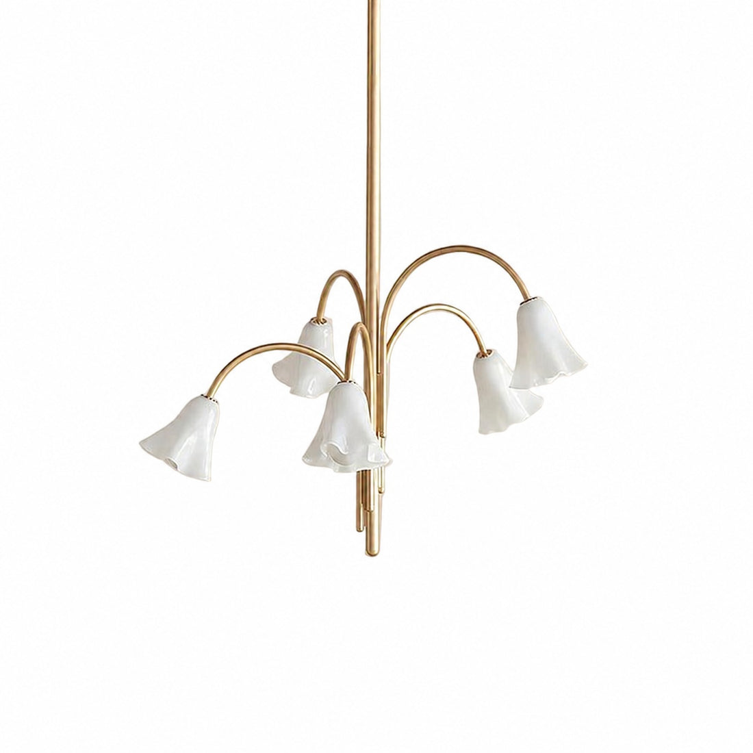 Bellina Modern Romantic Chandelier - Botanical Lily Design with Glass Flowers