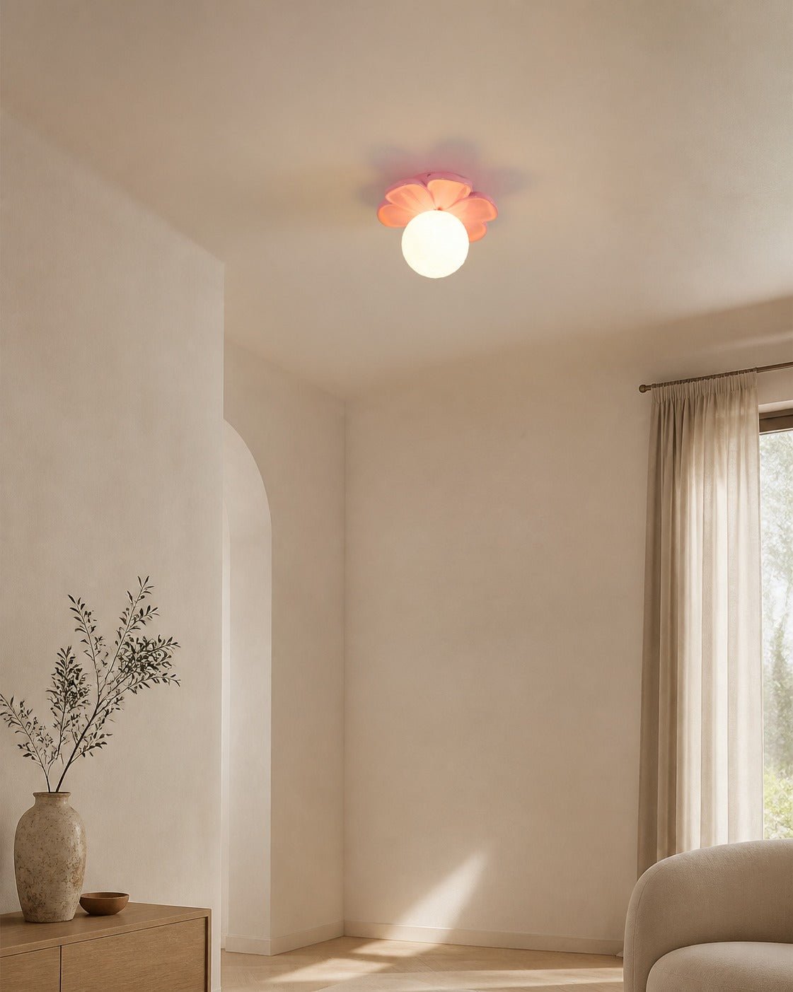 Cream Bloom Flower Ceiling Lamp
