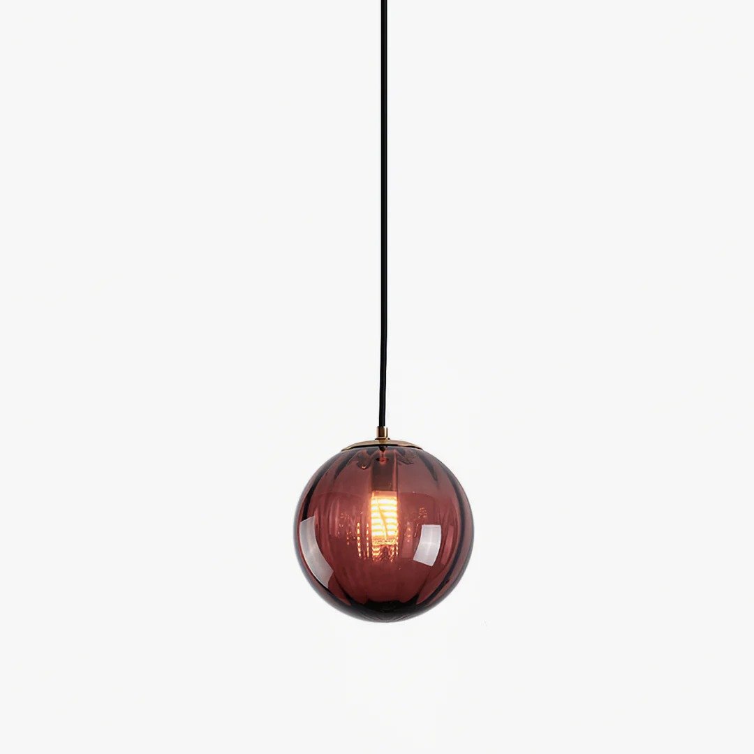Lunorie Iron Metal Glass Globe Pendant Light - Sculpted Adjustable Pendant for Dining Spaces