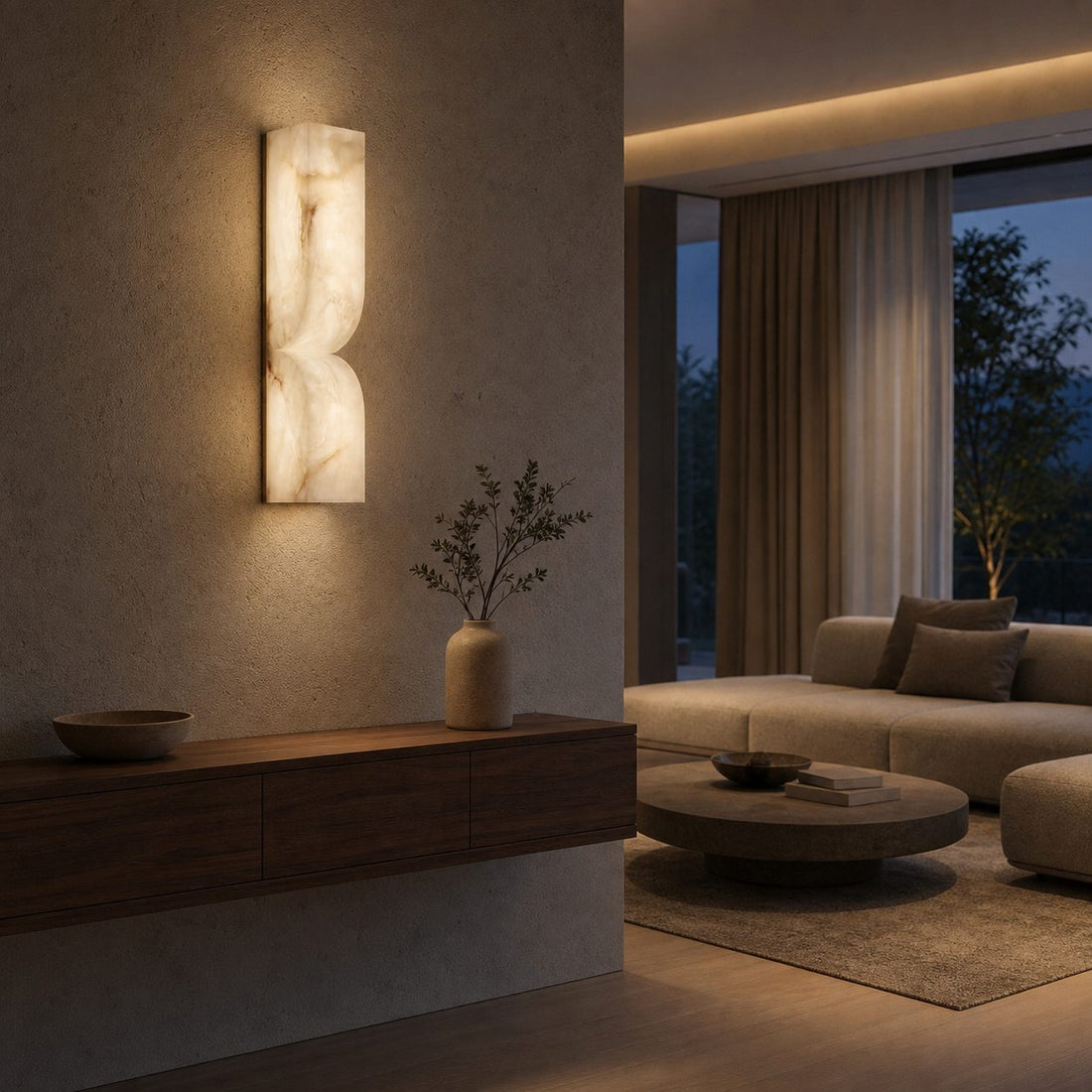 Modern Rectangular Alabaster Wall Lamp – Minimalist Sconce for Bedroom Hallway Living Room