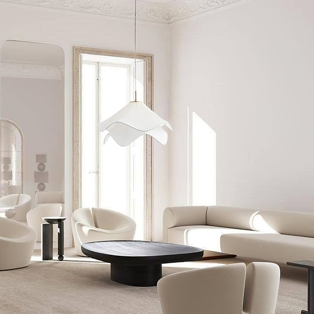 Ethereal Bloom French Floral Pleated Fabric Pendant Light
