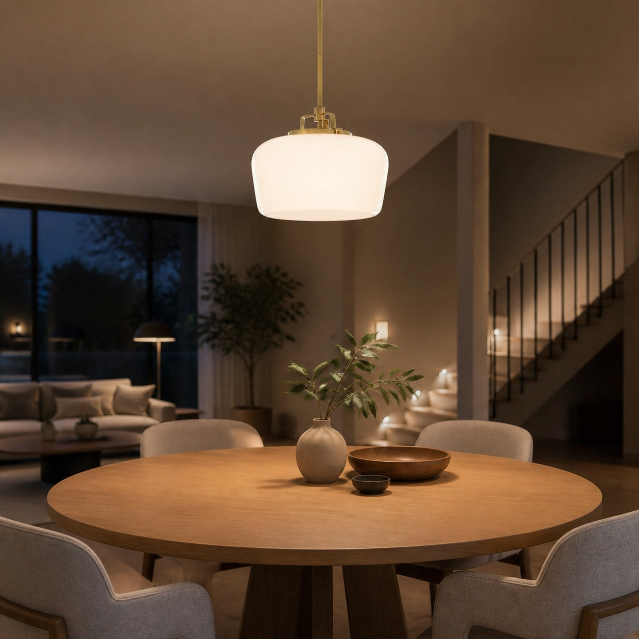 Lirra Opal Glass Pendant Light - Modern Adjustable Metal Drop for Kitchen and Dining