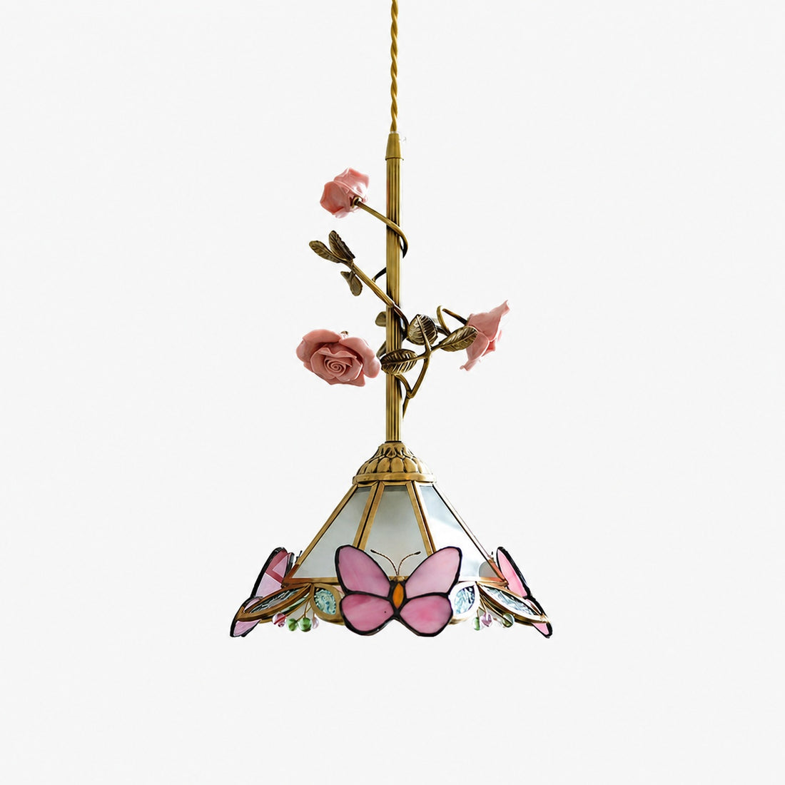Lalique Rose Glass Pendant Lamp