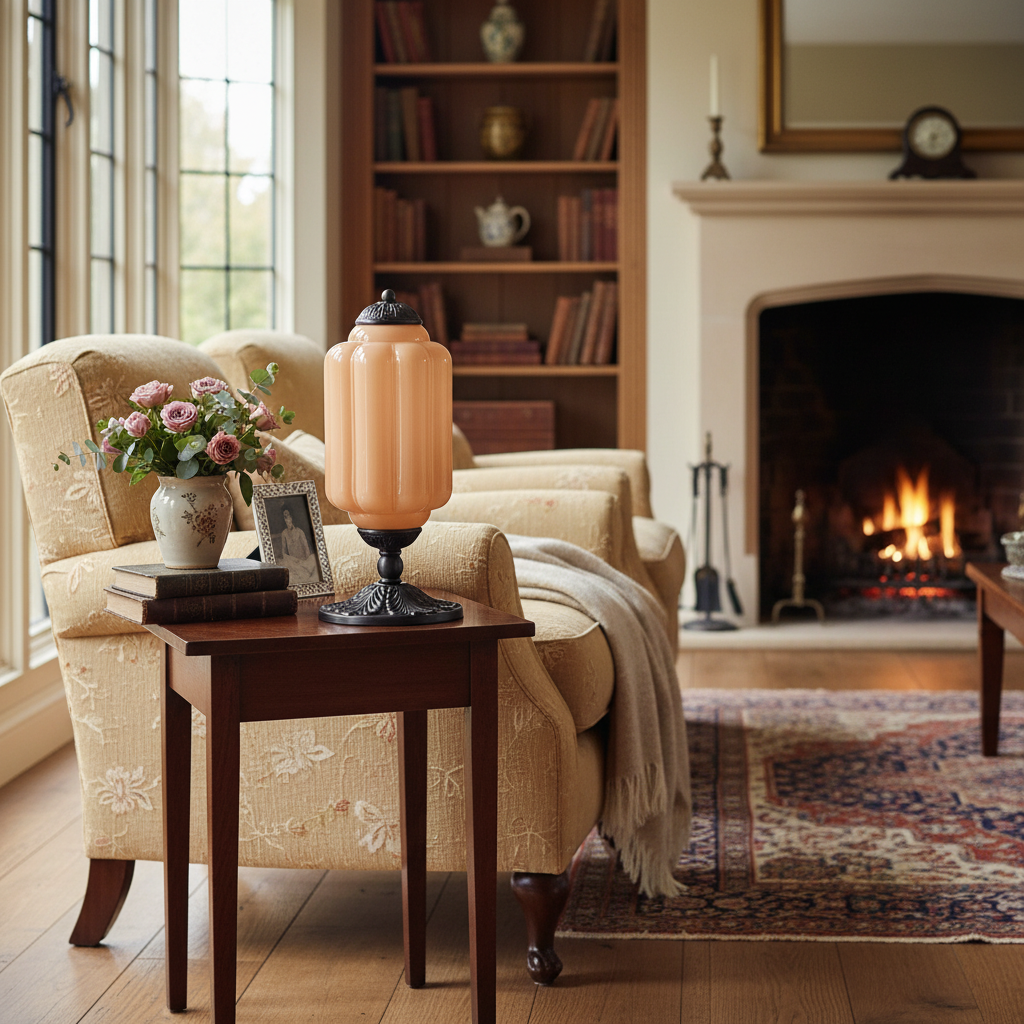 Retro Eloise Milk Glass Table Lamp for Bedroom Decor