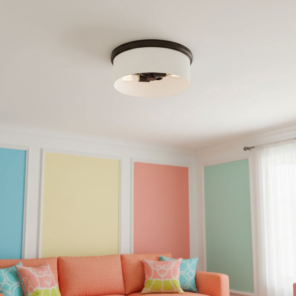 Roven Flush Mount Ceiling Lamp with Opal Glass Dome - Sleek Design for Bedroom and Living Room