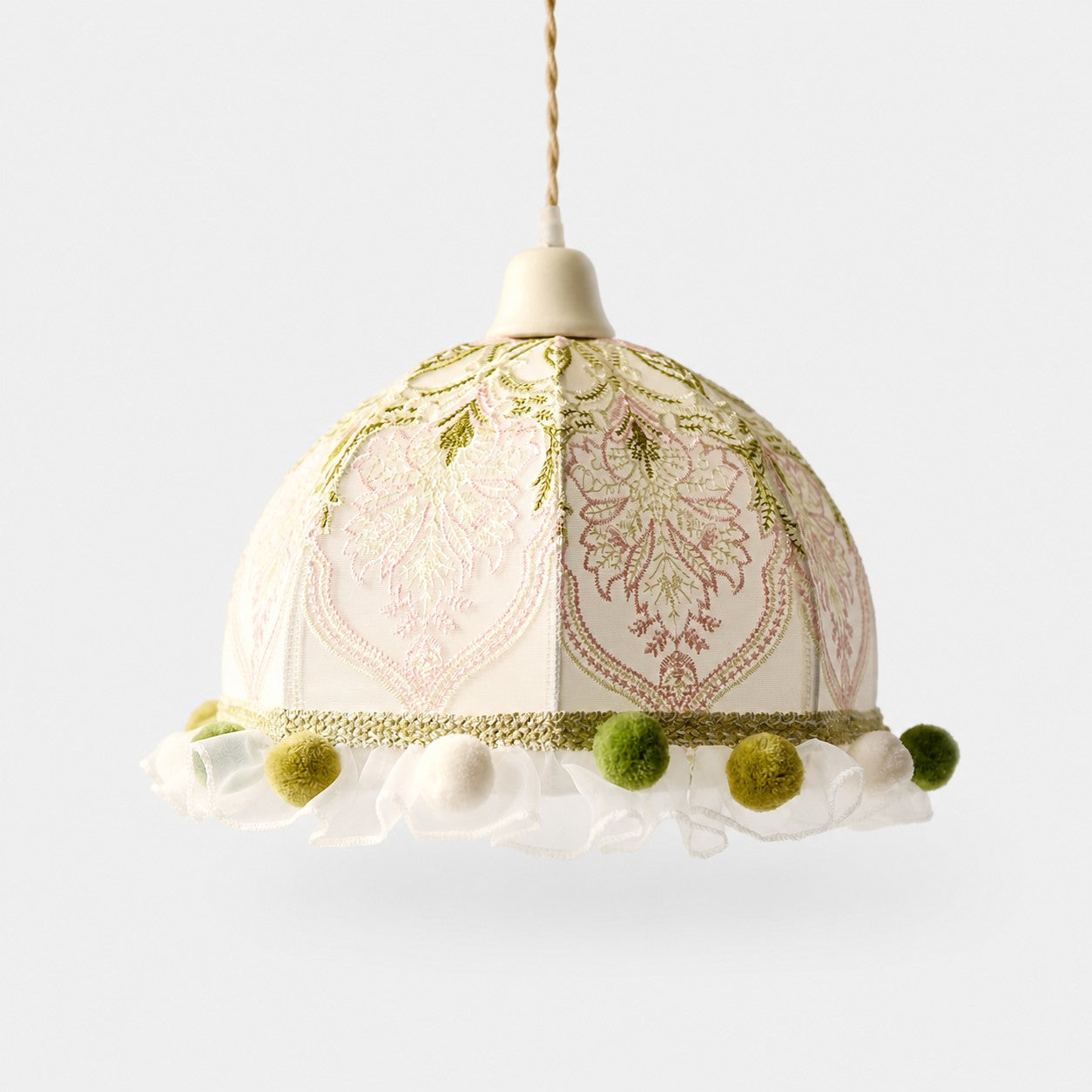 Botanical Embroidered Fabric Pendant Light