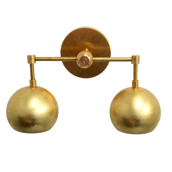 Raw Brass Loa Wall Light - Double Ball Gold Metal Vanity Wall Sconce