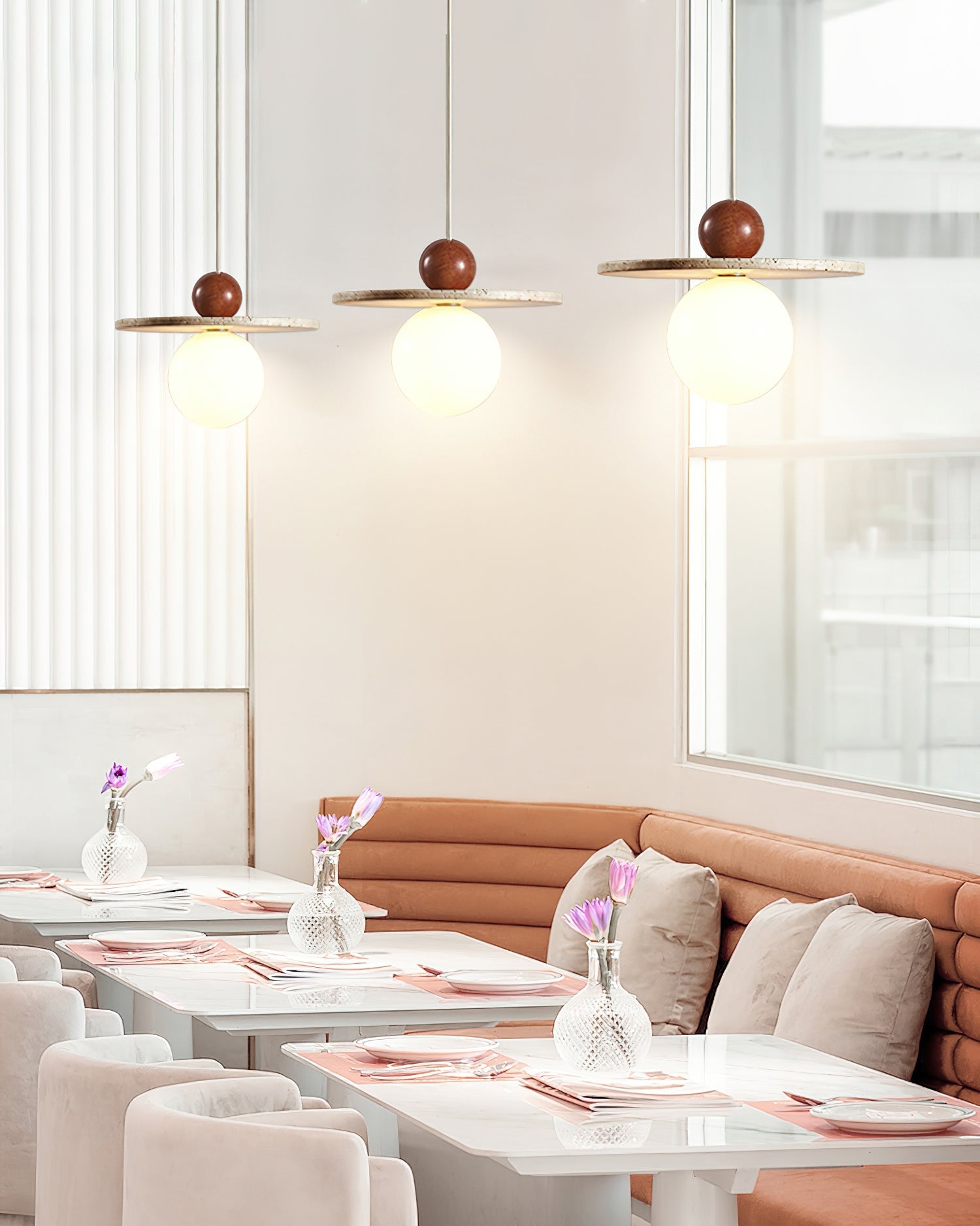 Retro Decor Cave Stone Disc Pendant Light