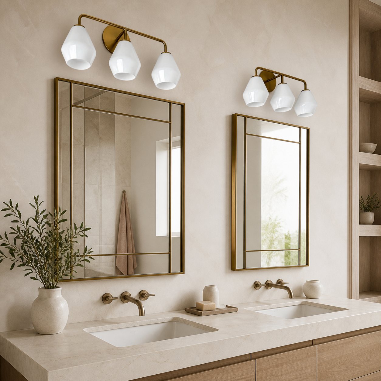 Merin Multi Head Dressing Table Wall Lamp - Metal And Glass Sculptural Lamp