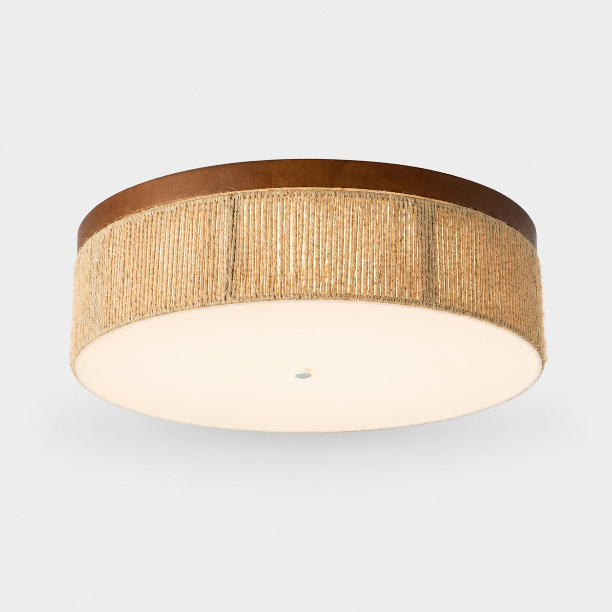 Wabi-Sabi Solid Wood and Woven Rope LED Flush Mount Ceiling Light