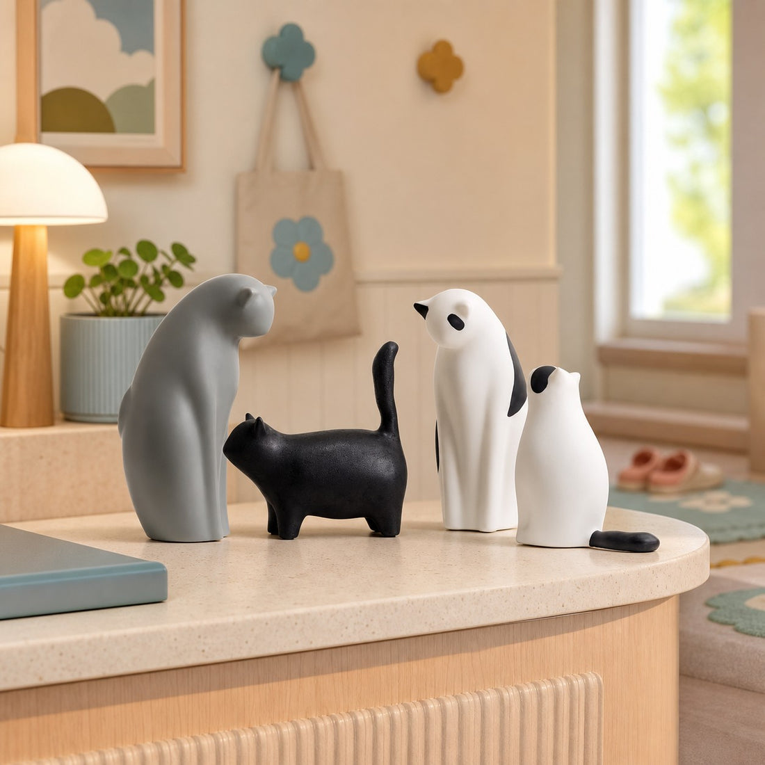 Felora Nordic resin cat sculpture detail