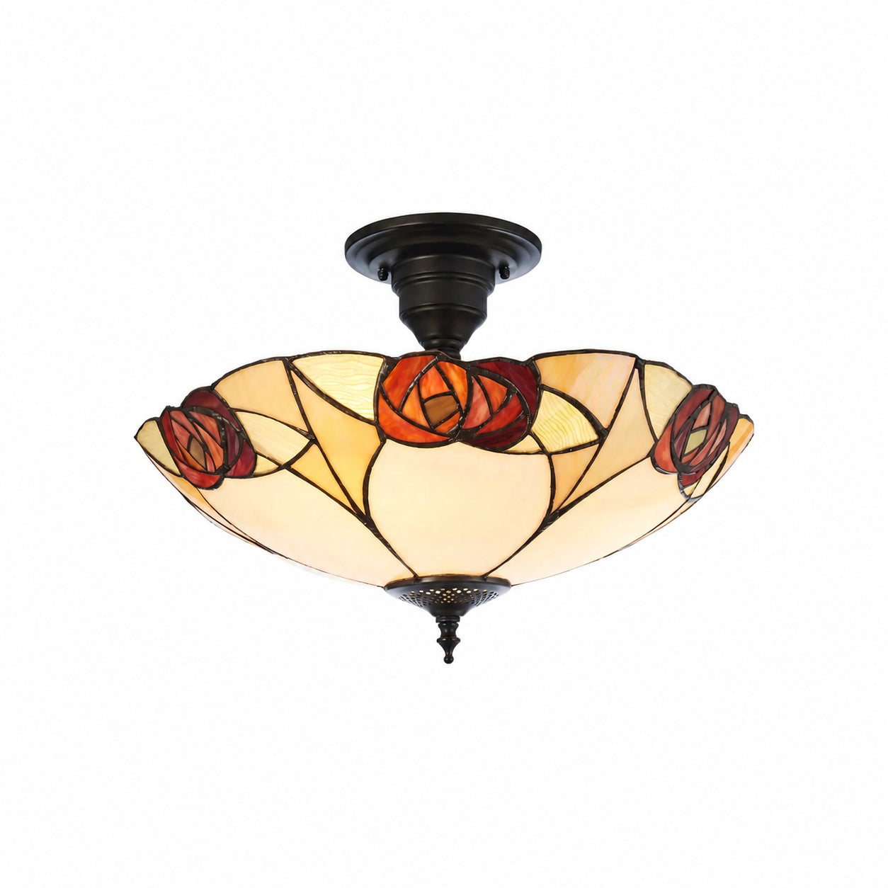 TF Ingram Handcrafted Stained Glass Ceiling Lamp – Vintage Art Deco Tiffany Light for Dining Room