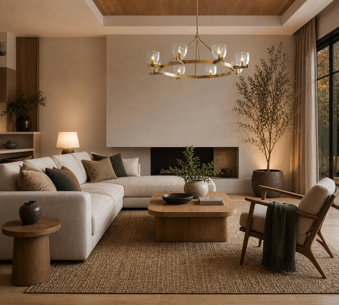 Auria Hand-blown Glass Metal Chandelier - Contemporary Brass Design