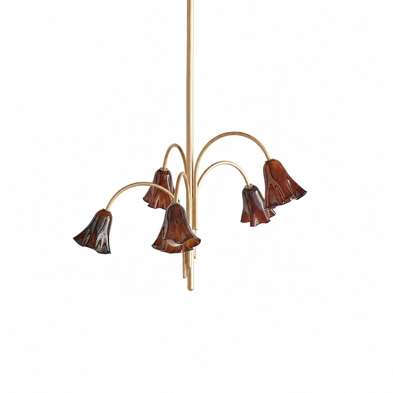 Bellina Modern Romantic Chandelier - Botanical Lily Design with Glass Flowers