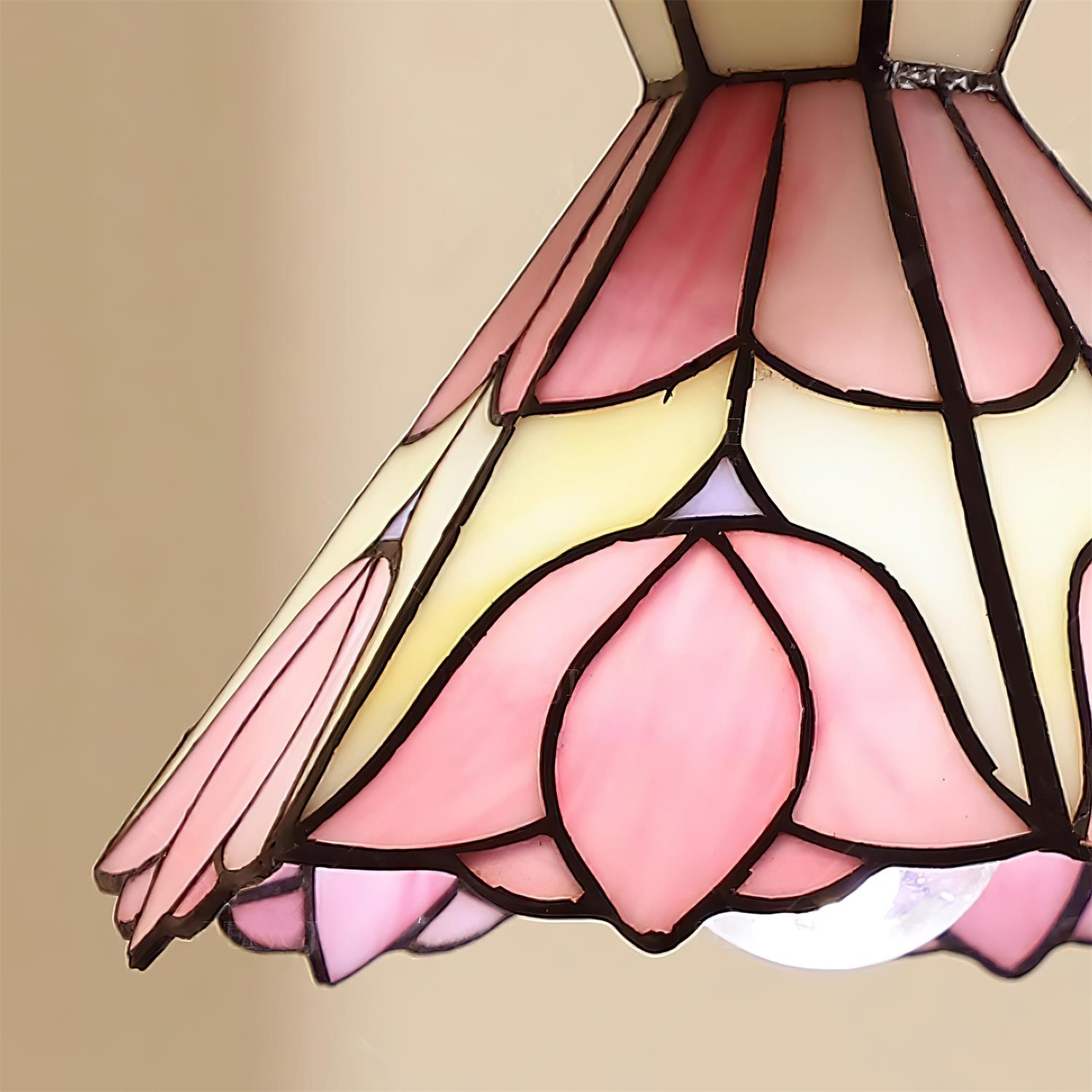 Sevra Floral Stained Glass Pendant Light Tiffany Inspired Hanging Ceiling Lamp for Living Room
