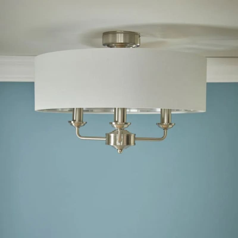 Matt Antique Brass 3 - Light Drum Light- Semi Flush Ceiling Light