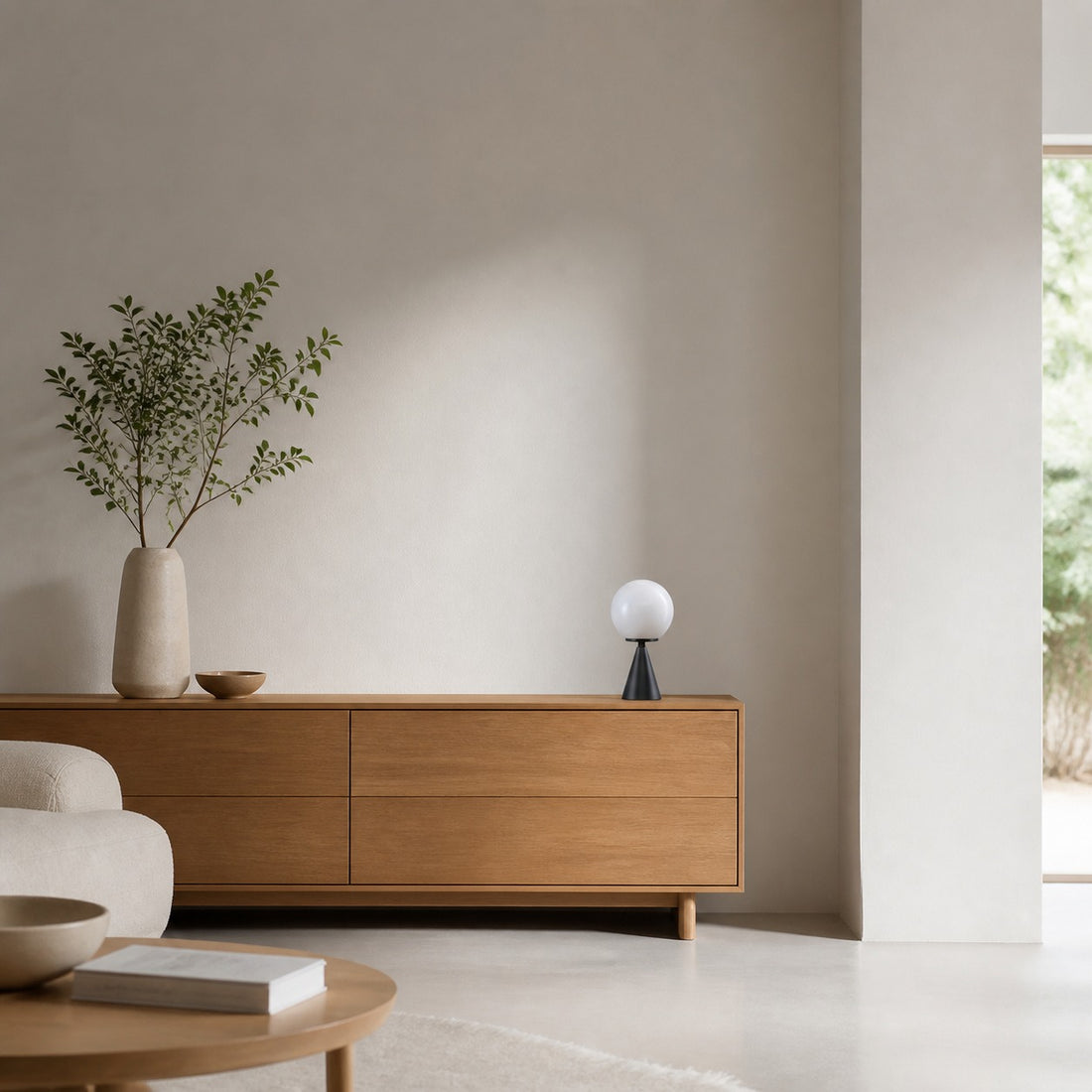 Ulvara Modern Table Lamp - Glass Globe and Tapered Base for Bedroom Glow