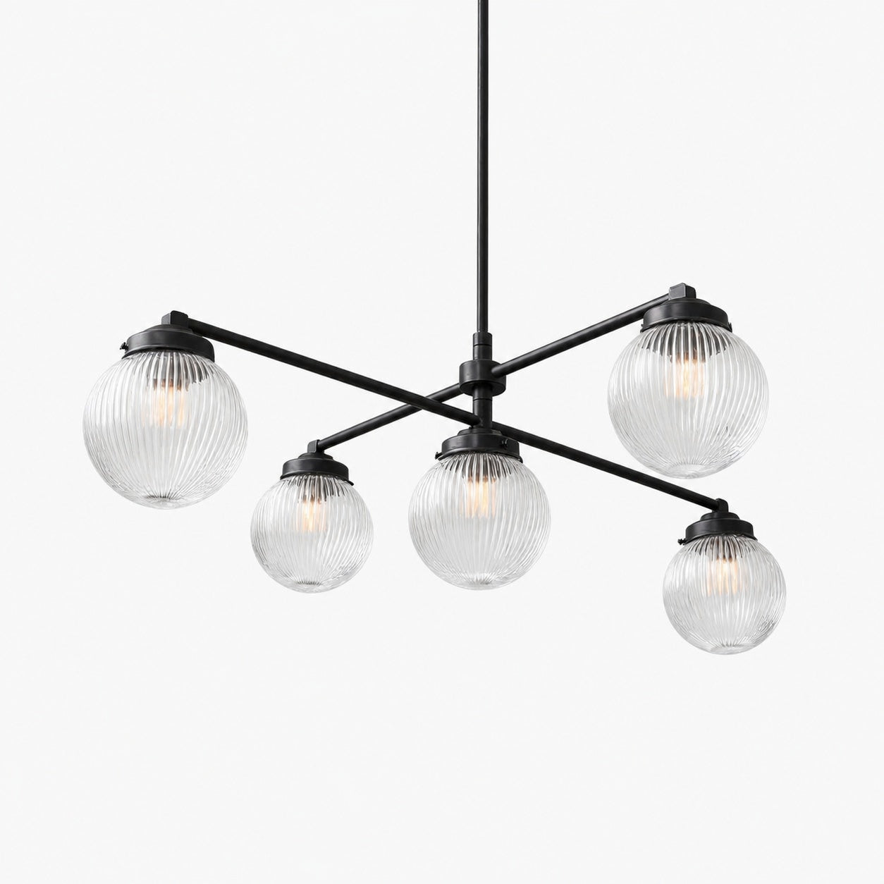 Glorica Glass Frosted Glass Globe Chandelier - Brass Modern Lighting for Living Room