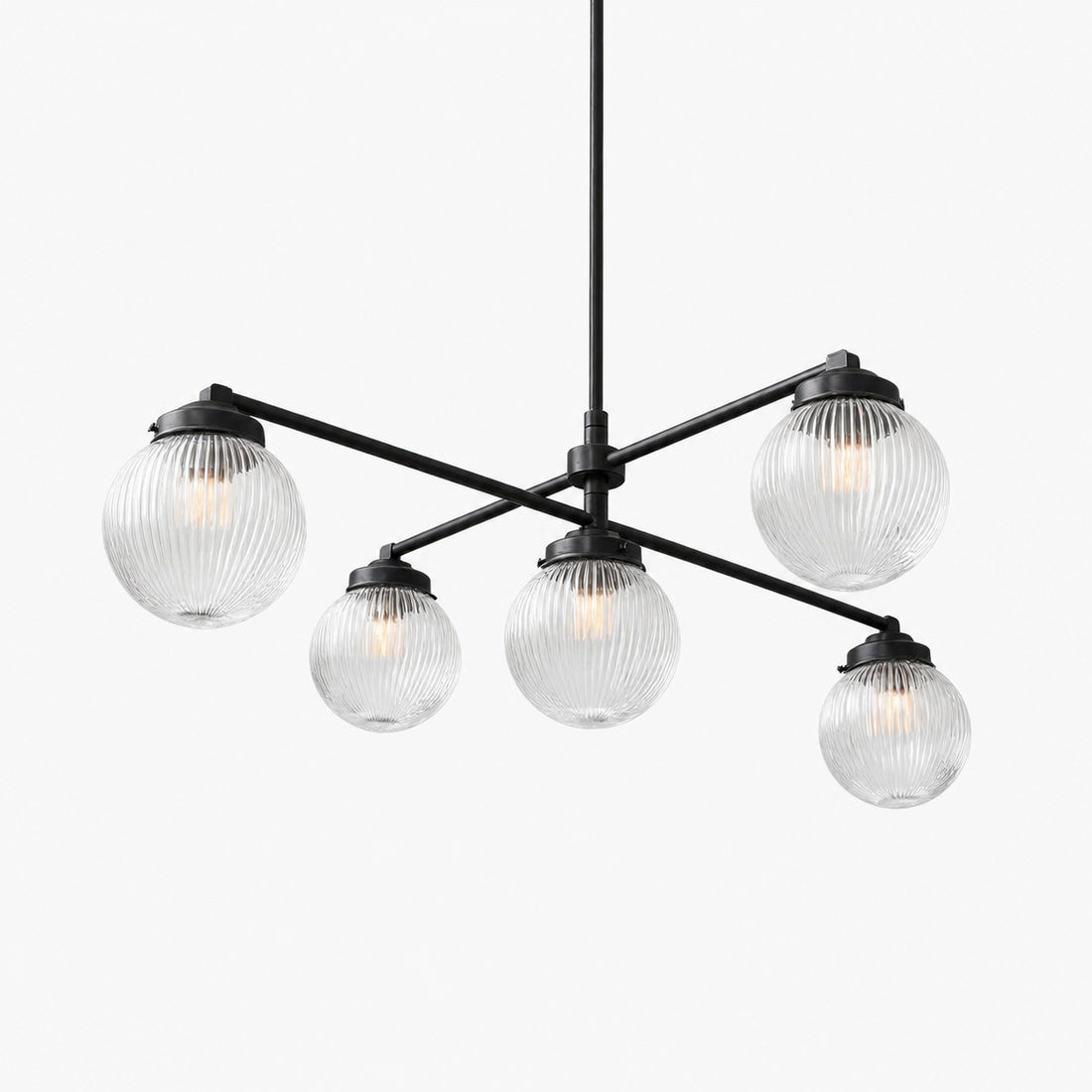 Glorica Glass Frosted Glass Globe Chandelier - Brass Modern Lighting for Living Room