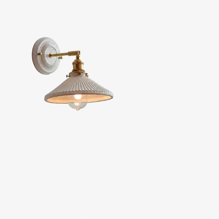 Vintage Japanese Ceramic Brass 1-Light Wall Sconce Lamp