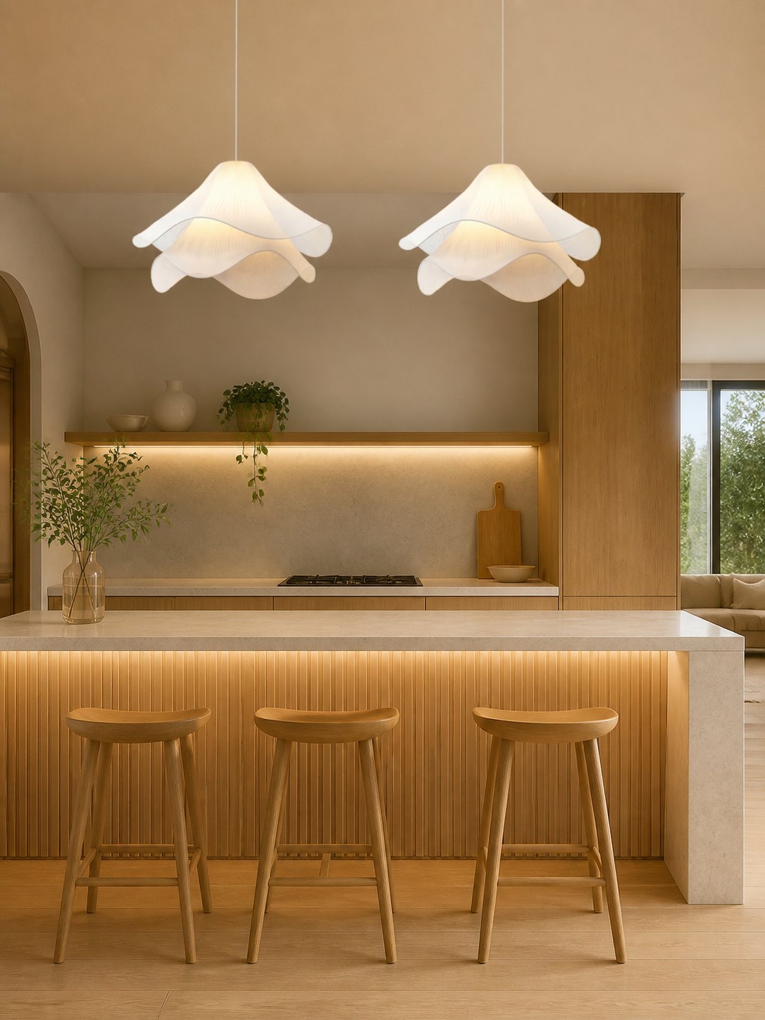 Ethereal Bloom French Floral Pleated Fabric Pendant Light