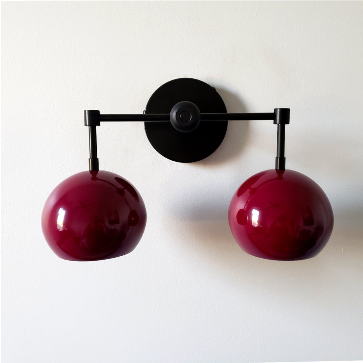 Black Cherry Wall Sconce - Double Bubble Globe-shaped Bath Light