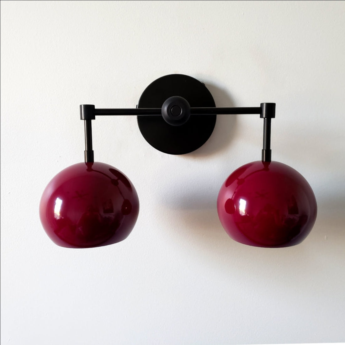 Black Cherry Loa Wall Sconce - Double Bubble Globe-shaped Bath Light